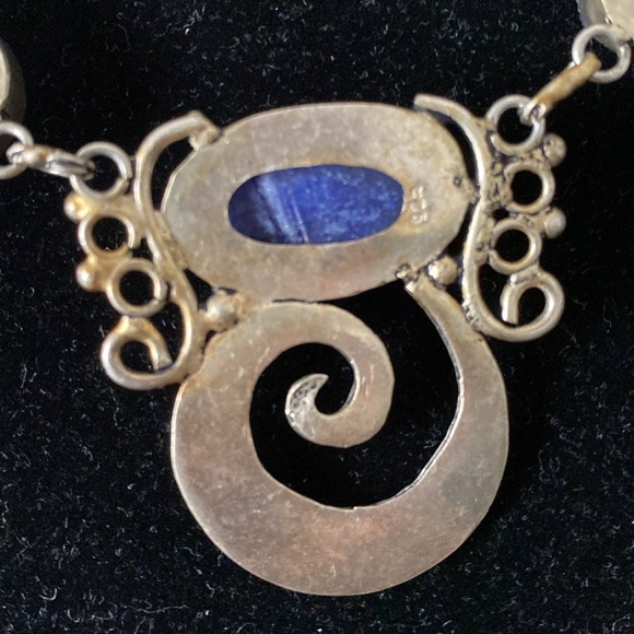 Silver and blue druzy stone necklace - Picture 6 of 16